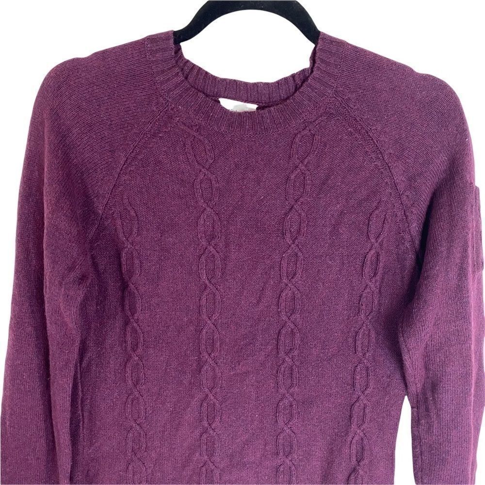 Columbia Womens Sweater Purple Long Sleeve Crew Neck Chunky Cable Knit Small S - Picture 2 of 9
